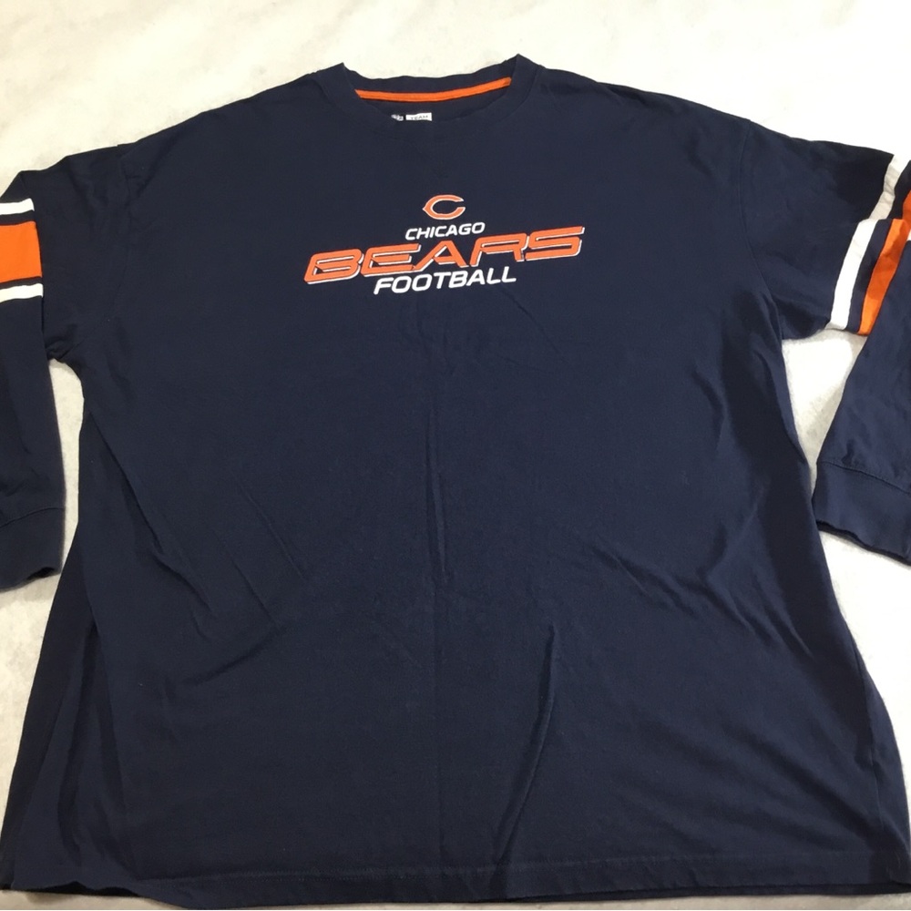 NFL Chicago Bears Navy Long Sleeve Tee with Orange & White Accents SZ 4XL 1604